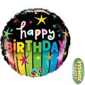 Mayflower Distributing Qualatex 78009 18 in. Birthday Colorful Stripes Flat Foil Balloon - Pack of 5 78009